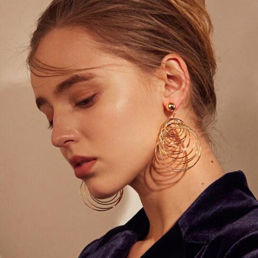Gina Circles Gold Statement Earrings